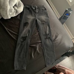 Distressed mom jeans